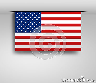 Horizontal hanging US flag Stock Photo