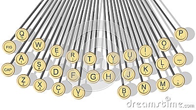 Horizontal illustration of typewriter keys. Vector Illustration