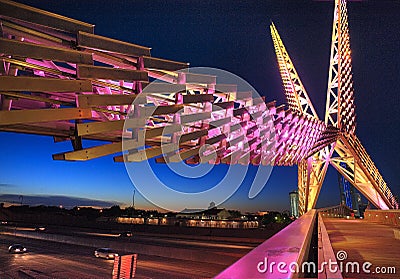 Sky dance bridge on I-40 in Oklahoma City, horizontal image Stock Photo