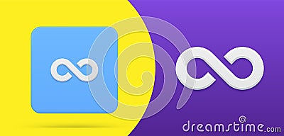 Horizontal infinity simple 3d icon button vector illustration. Dynamic eternity, infinite, endless Vector Illustration