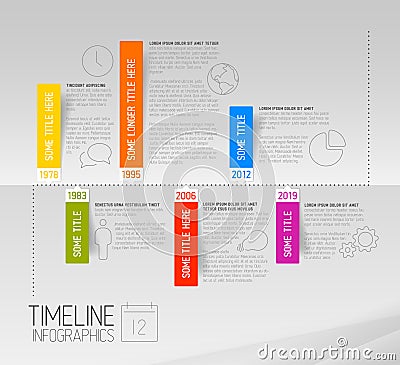 Horizontal Infographic timeline report template with rounded labels Vector Illustration