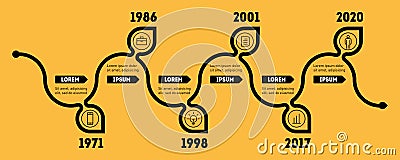Horizontal Infographic timeline. Vector web template for presentation. Time line. History of the company. Business development Vector Illustration