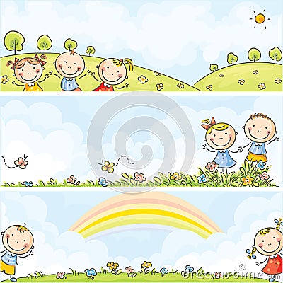 Horizontal kids banners Vector Illustration