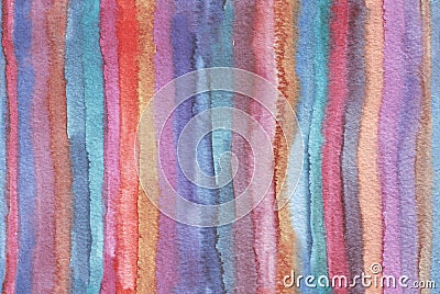 Horizontal large illustration with watercolor vertical stripes in seamless abstract background. Vivid colors, grainy texture, hand Cartoon Illustration