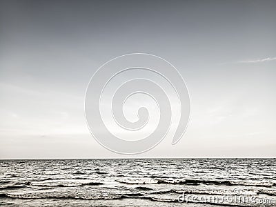 Horizontal line of calm sea on the day light lonely alone winter feeling concept idea background Stock Photo