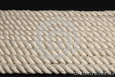 Horizontal linen rope yarn stripe texture. Long string strap pattern Stock Photo