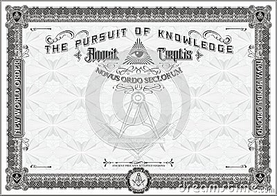 Horizontal Masonic Certificate black Stock Photo