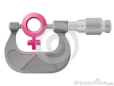 Horizontal micrometer measures female symbol Vector Illustration