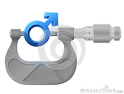 Horizontal micrometer measures male symbol Cartoon Illustration