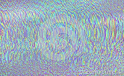 Horizontal mosaic screen of test television digital glitch in the holographic colors. TV noise background Stock Photo