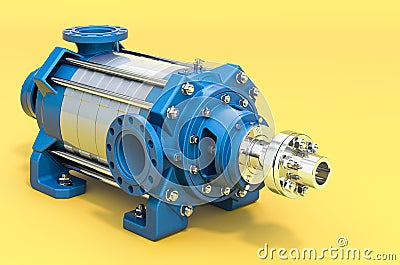 Horizontal multistage centrifugal pump, 3D rendering Stock Photo