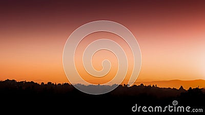 Horizontal orange Turkish sunset silhouette Stock Photo