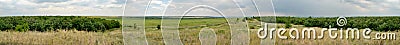 Horizontal panorama of the steppe of Ukraine. Stock Photo