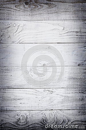 Horizontal planks of white painted worn part of fence or door Stock Photo