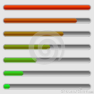 Horizontal progress bars. Completion, loading, phases concepts. Vector Illustration