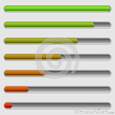 Horizontal progress bars. Completion, loading, phases concepts. Vector Illustration