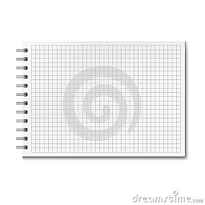 Horizontal realistic graph ruled notebook Stock Photo