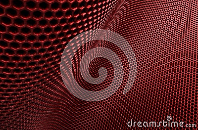 Horizontal red flexible bend abstract trellised or cellular background Stock Photo