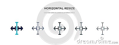 Horizontal resize icon in different style vector illustration. two colored and black horizontal resize vector icons designed in Vector Illustration