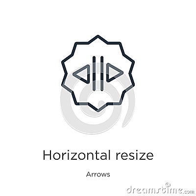 Horizontal resize icon. Thin linear horizontal resize outline icon isolated on white background from arrows collection. Line Vector Illustration