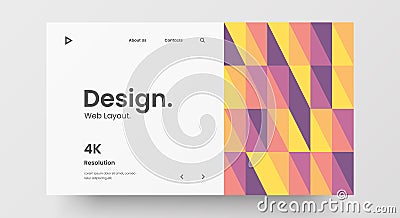 Horizontal responsive web design project layout. Abstract geometric pattern banner mock up. Landing page block vector template. Vector Illustration
