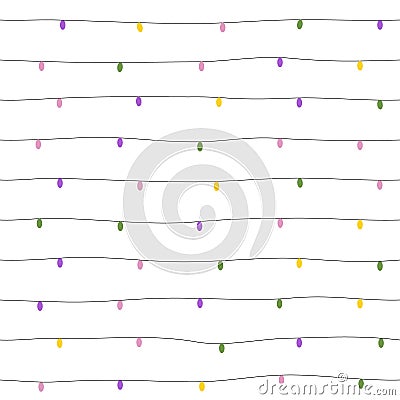 Horizontal rows of small colored lamps. Vector Illustration