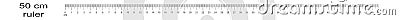 Horizontal scale of 50 centimeters ruler with markup and numbers. Distance, height or length measurement math tool Vector Illustration
