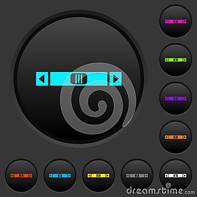 Horizontal scroll bar dark push buttons with color icons Stock Photo