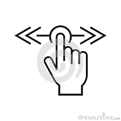 Horizontal Scroll touch screen gesture vector, Scroll touch screen gesture icon. hand swipe icon, horizontal scroll, line symbol Vector Illustration