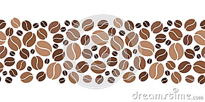 Horizontal seamless background with coffee beans. Vector illustration. Vector Illustration