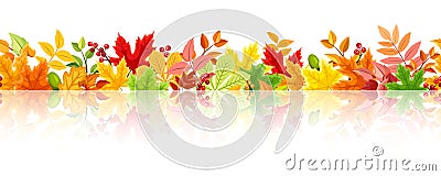 Horizontal seamless background with colorful autumn leaves. Vector eps-10. Stock Photo