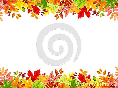 Horizontal seamless background with colorful autumn leaves. Vector illustration. Vector Illustration