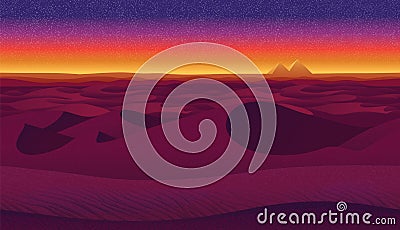 Horizontal seamless background with desert Vector Illustration