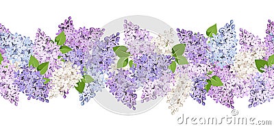 Horizontal seamless background with lilac flowers. Vector illustration. Vector Illustration