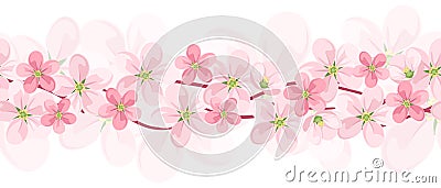 Vector horizontal seamless background with flowers Vector Illustration