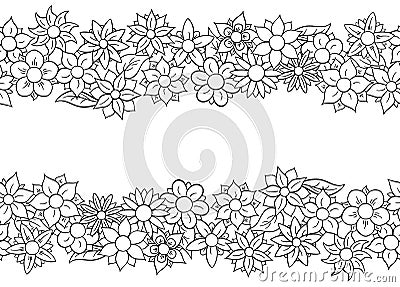 Horizontal seamless flower border Vector Illustration