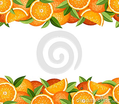 Horizontal seamless frame with oranges. Vector illustration. Vector Illustration