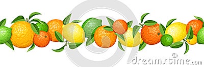 Horizontal seamless garland with citrus fruits. Vector illustration. Vector Illustration