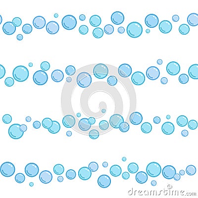 Horizontal seamless soap bubble stripes, naive and simple lines with water bubbles, vector Vector Illustration