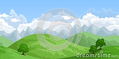 vector horizontal seamless summer landscape. Vector Illustration