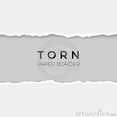 Horizontal seamless torn paper edge. Rough broken border of paper stripe. Vector illustration Vector Illustration