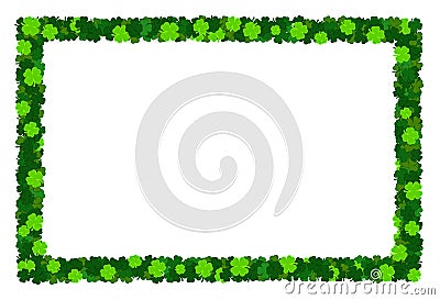 Shamrock St Patricks frame. Blank holiday irish clover border postcard Vector Illustration