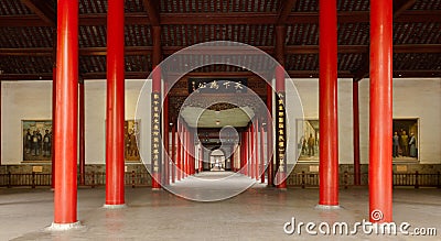 Horizontal shooting - China Nanjing Presidential Palace, spacious hallway Editorial Stock Photo