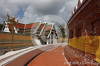 Horizontal shot of beautiful Phra Pathom Chedi Thailand. Stock Photo