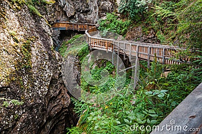 Horizontal shot of path in Gorner Gorge Stock Photo