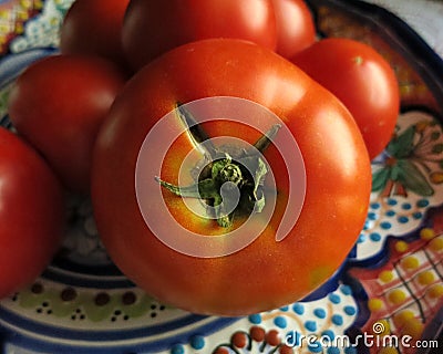 Horizontal shot of tomato resembling womans breast Stock Photo
