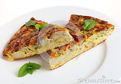 Horizontal Spanish omelet Stock Photo