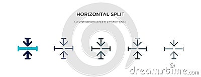 Horizontal split icon in different style vector illustration. two colored and black horizontal split vector icons designed in Vector Illustration