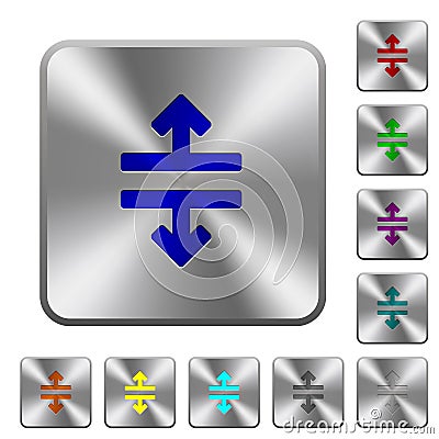 Horizontal split tool rounded square steel buttons Stock Photo