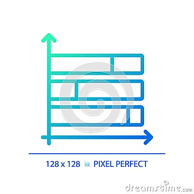 Horizontal stacked column chart gradient linear vector icon Vector Illustration